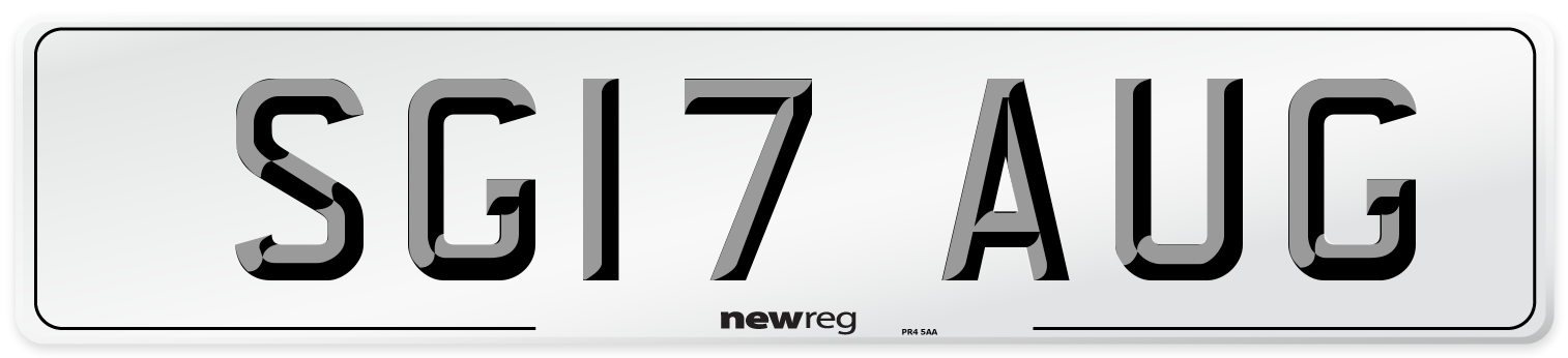 SG17 AUG Number Plate from New Reg